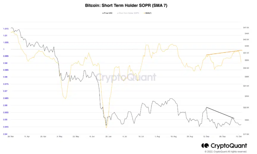 Bitcoin short-term investor profits 2022