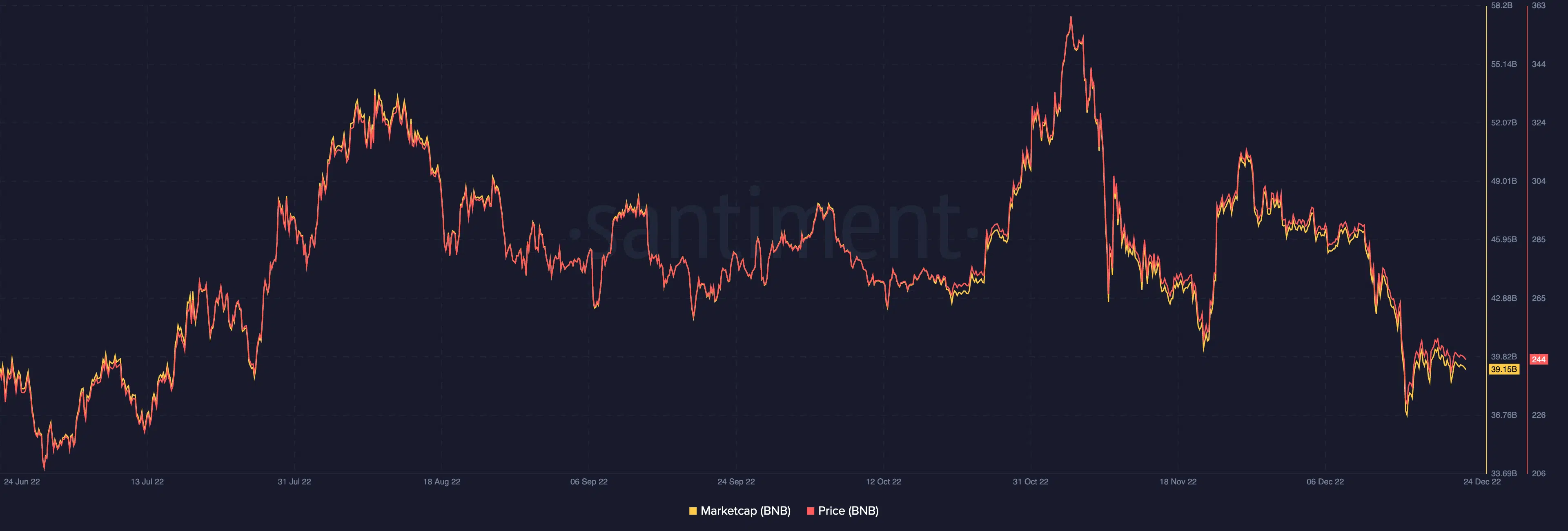 BNB price and market capitalization
